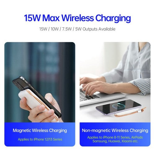 Duzzona magnetic powerbank 10000 mAh with wireless charging function (MagSafe, Qi) USB-A / USB-C 22.5W white