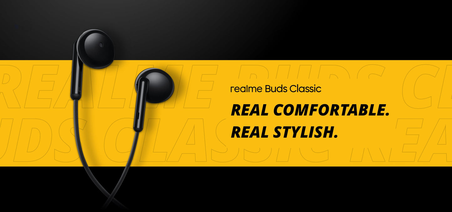 Realme Buds Classic 3.5mm With 14.2MM Audio Driver, HD Microphone -Black