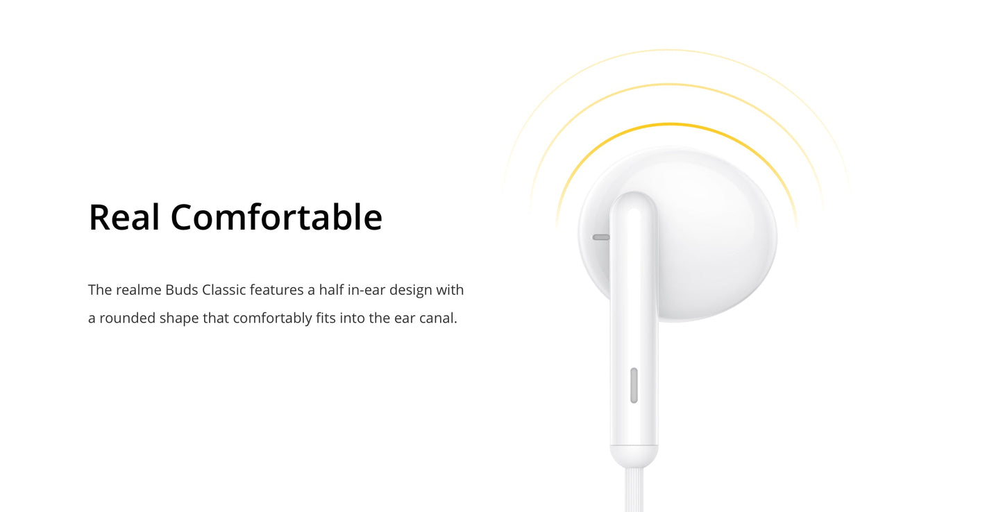 Realme Buds Classic 3.5mm With 14.2MM Audio Driver, HD Microphone -Black