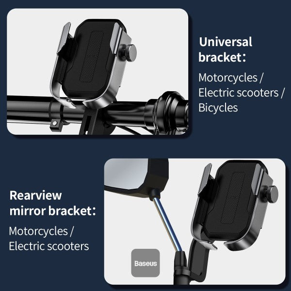 Baseus Armor Motorcycle Holder adjustable phone bike mount holder for handlebar and mirror