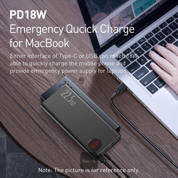 Baseus Adaman Metal Digital Display Quick Charge Power Bank 20000mAh 22.5W - Black