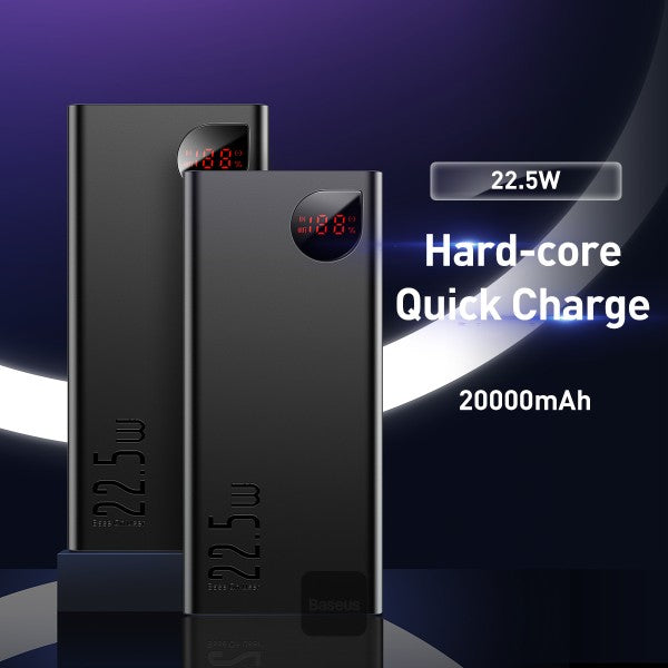 Baseus Adaman Metal Digital Display Quick Charge Power Bank 20000mAh 22.5W - Black