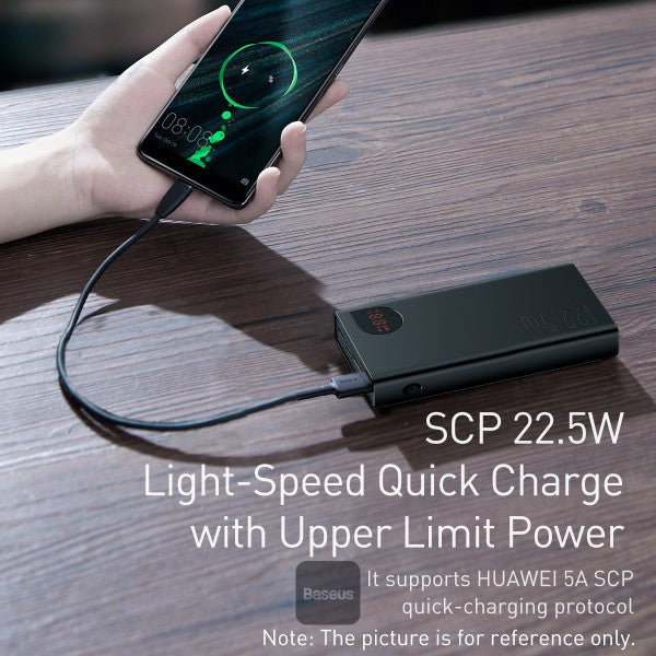 Baseus Adaman Metal Digital Display Quick Charge Power Bank 20000mAh 22.5W - Black