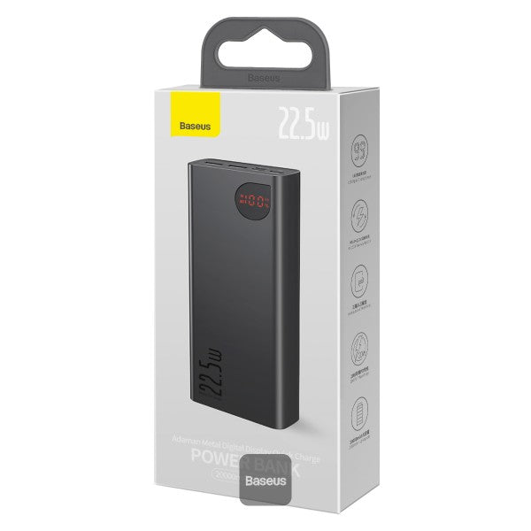 Baseus Adaman Metal Digital Display Quick Charge Power Bank 20000mAh 22.5W - Black