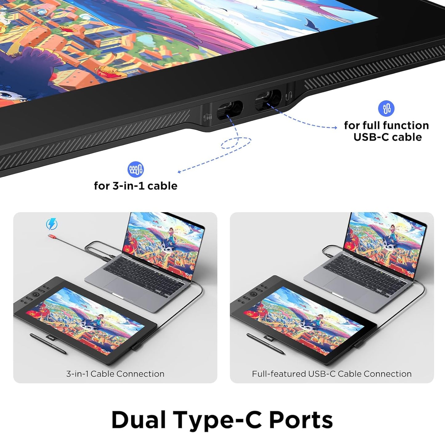UGEE 15.4 inch Drawing Tablet with Screen,143% sRGB UE16 Computer Graphics Tablet