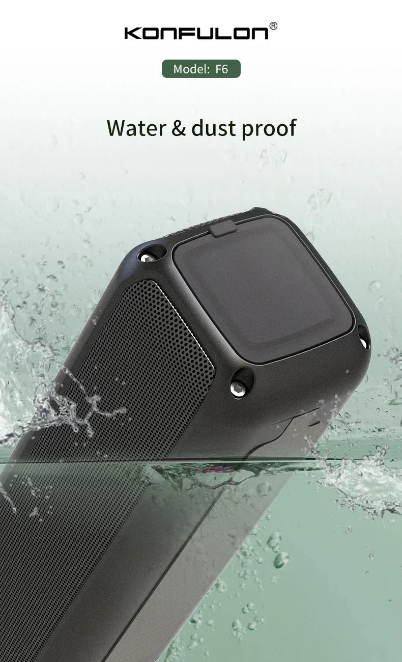 Konfulon F6 Outdoor Waterproof Bluetooth Speaker Wireless Portable Bluetooth Speaker Black&