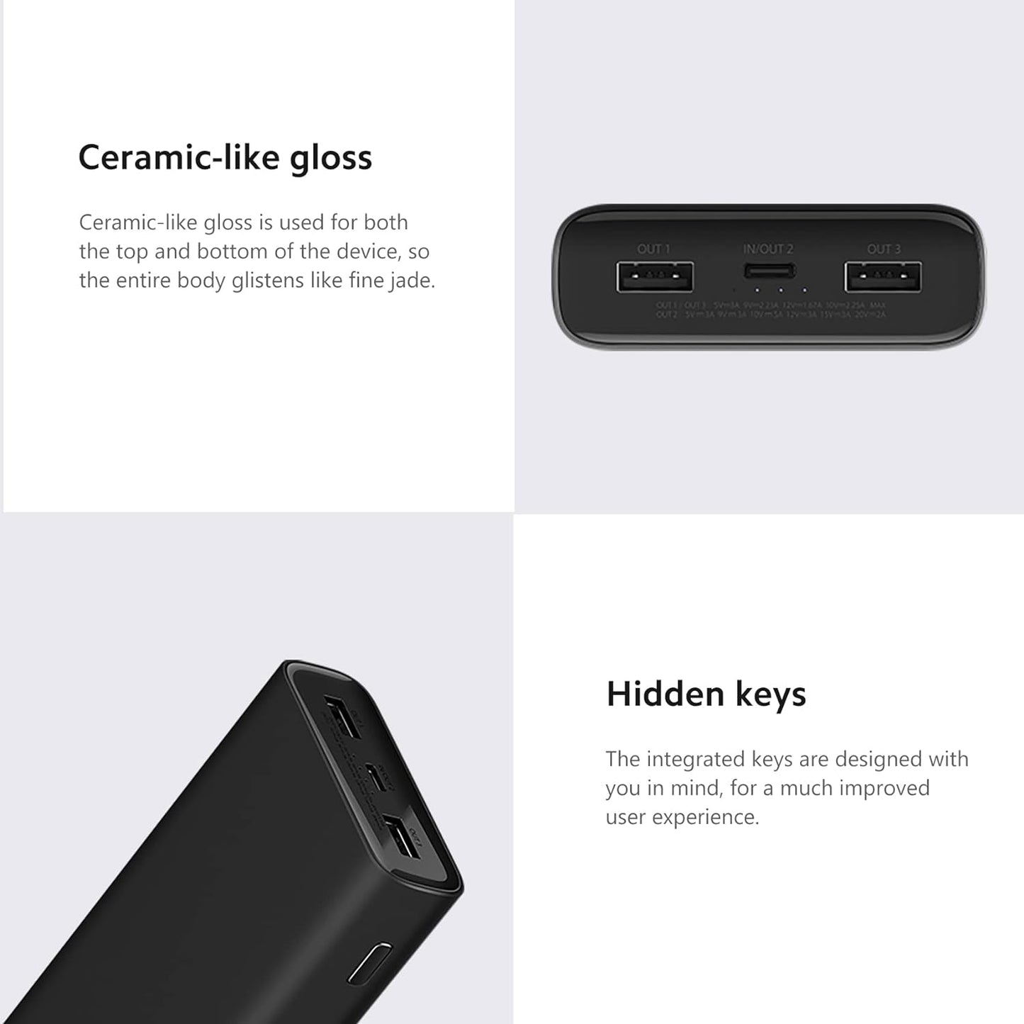 Xiaomi Mi Power Bank 3 20000mAh 50W Max Flash Charge 3Ports Output for Laptop and Smartphone - Black