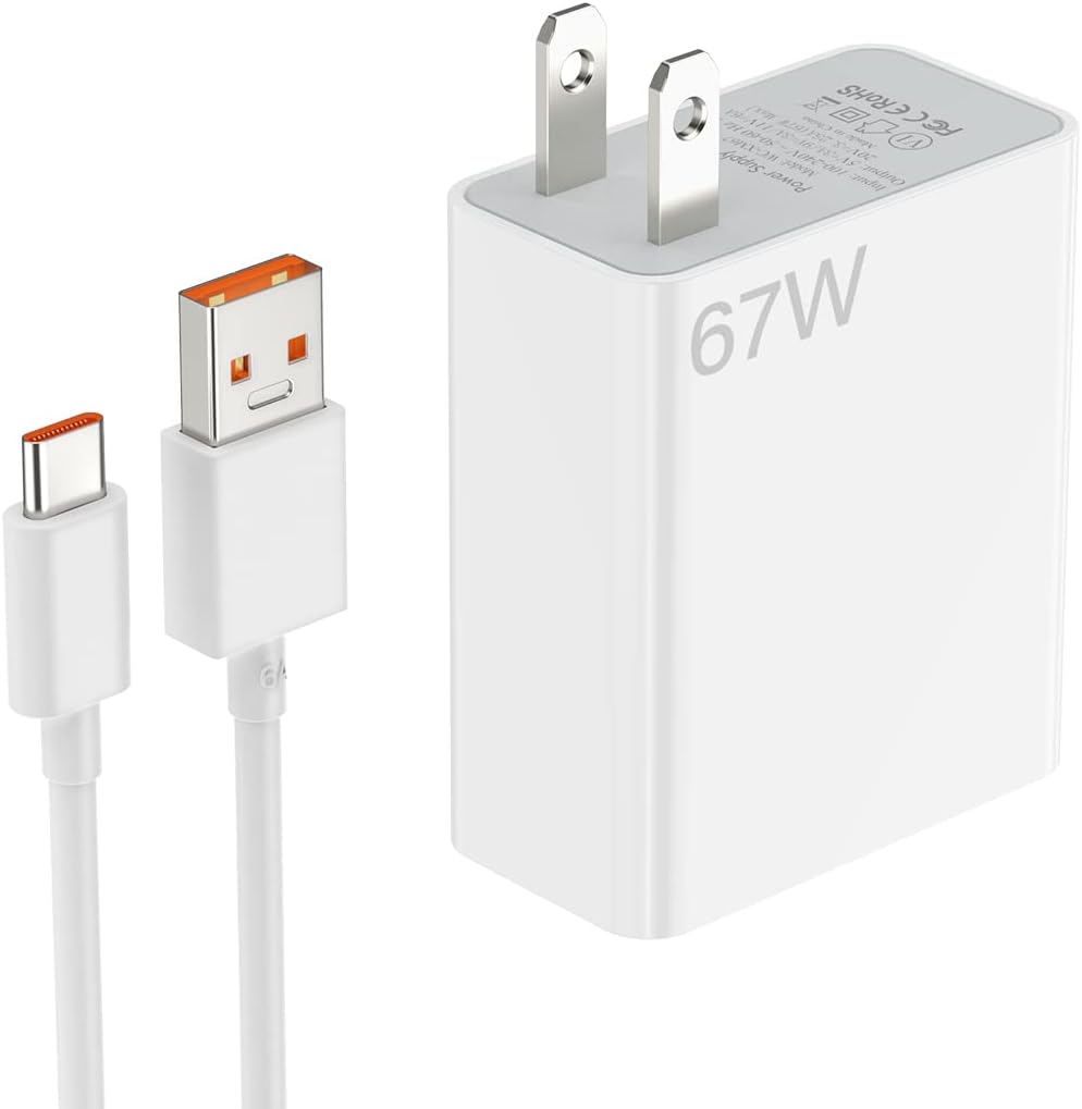 Xiaomi 67W Fast Charger and 6A USB Type C Charging Cable Set