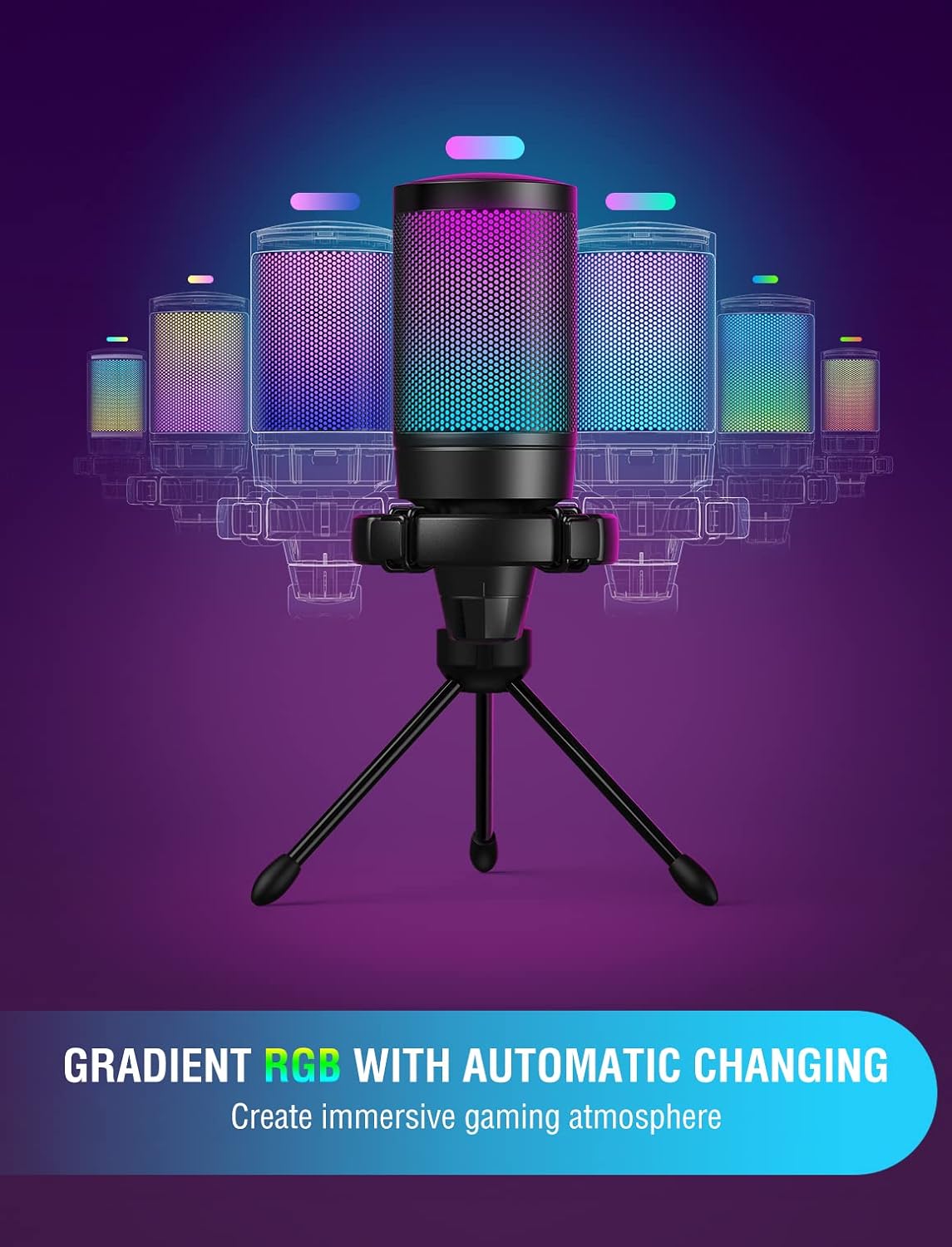 Fifine A6V Ampligame - USB RGB Gaming Mic Microphone - Black