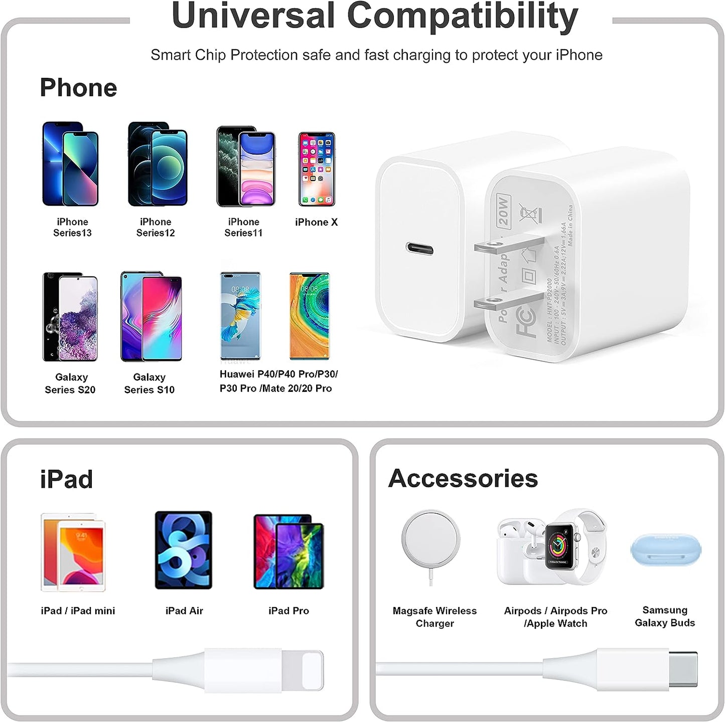 Apple 20W USB-C Power Adapter - iPhone Charger with Fast Charging Capability, Type C Wall Charger