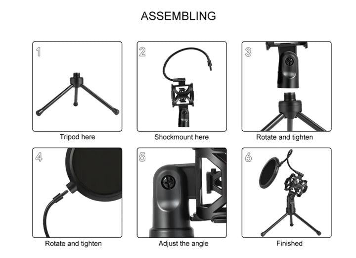 Yanmai Custom Microphone Stand with Pop Filter HR121-PS2 (No Microphone Only Stand)