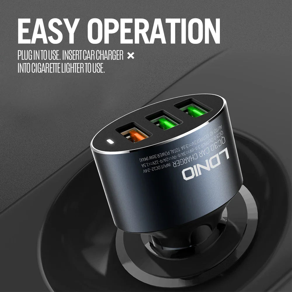 LDNIO C703Q 3 USB Ports Car Charger