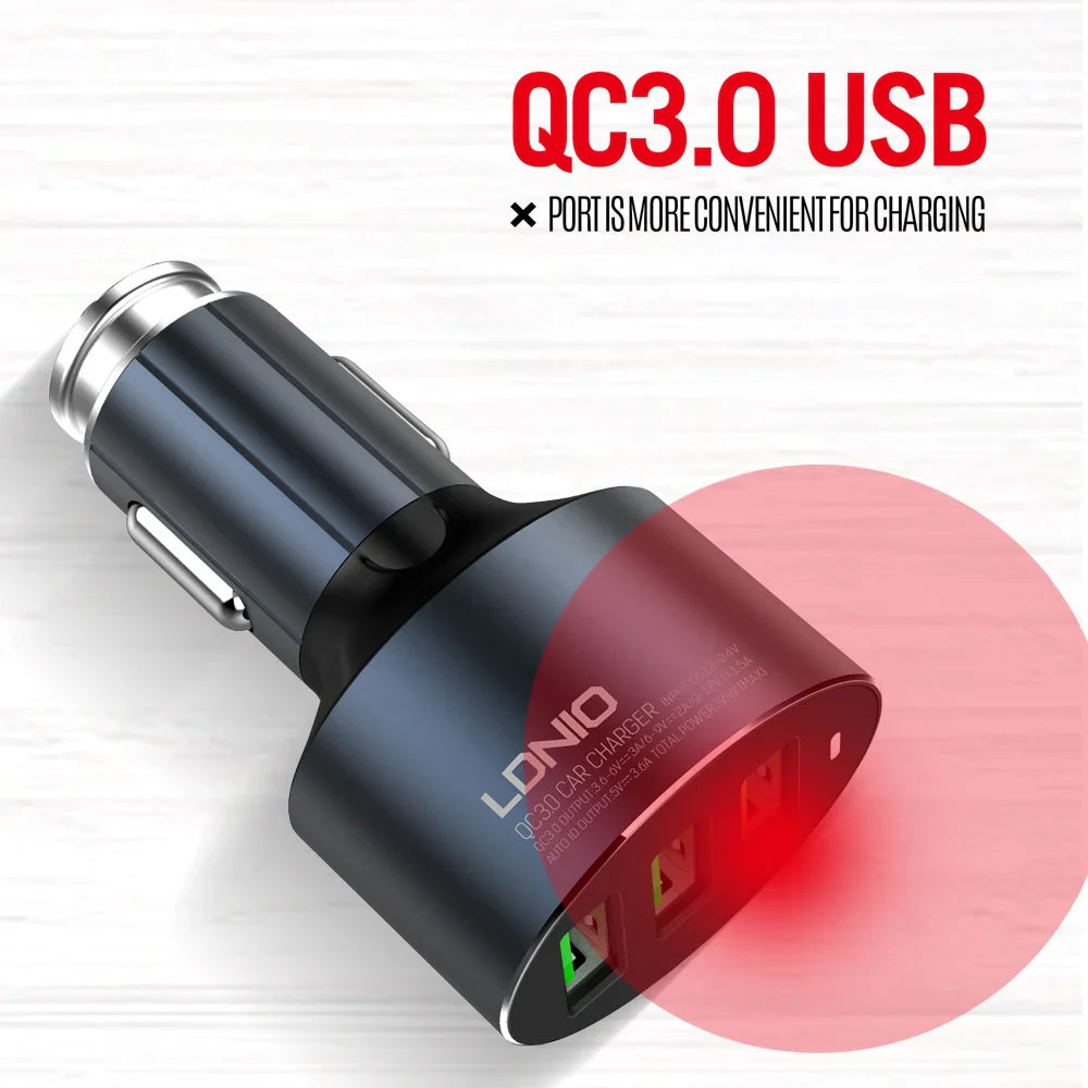 LDNIO C703Q 3 USB Ports Car Charger