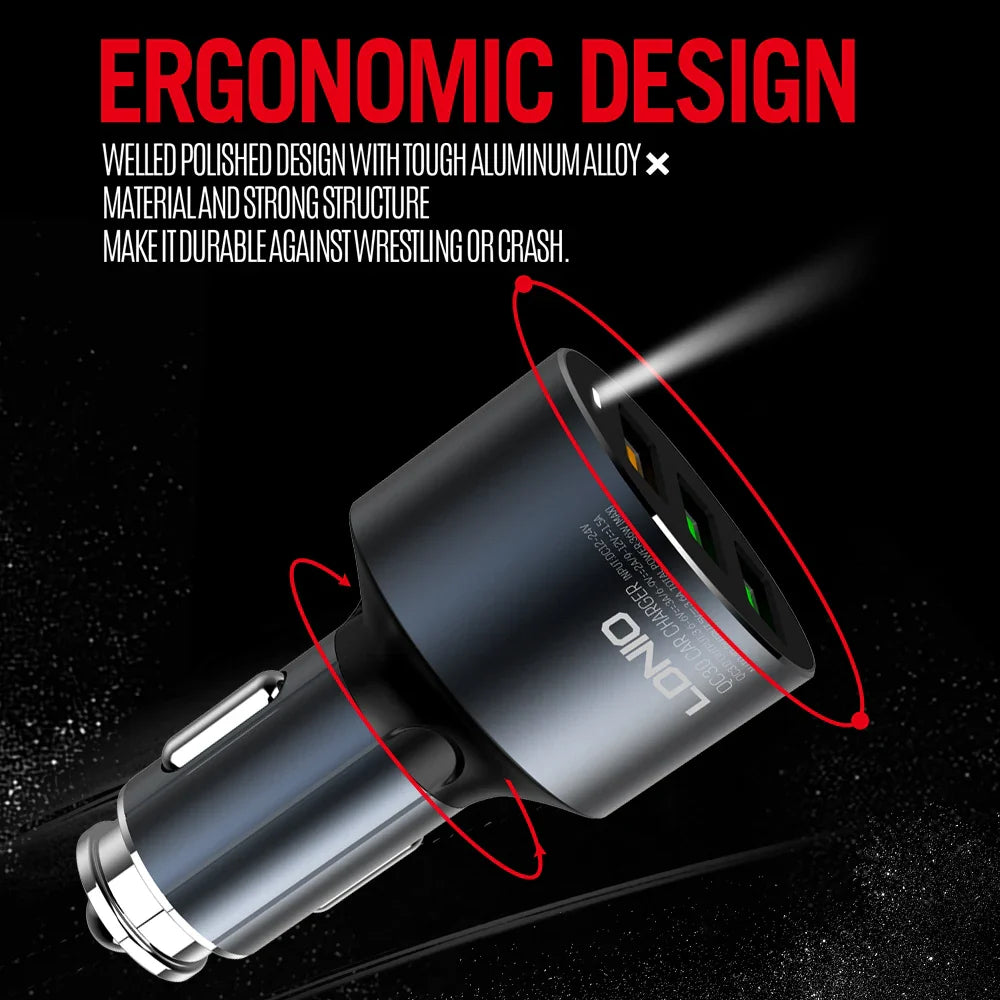 LDNIO C703Q 3 USB Ports Car Charger