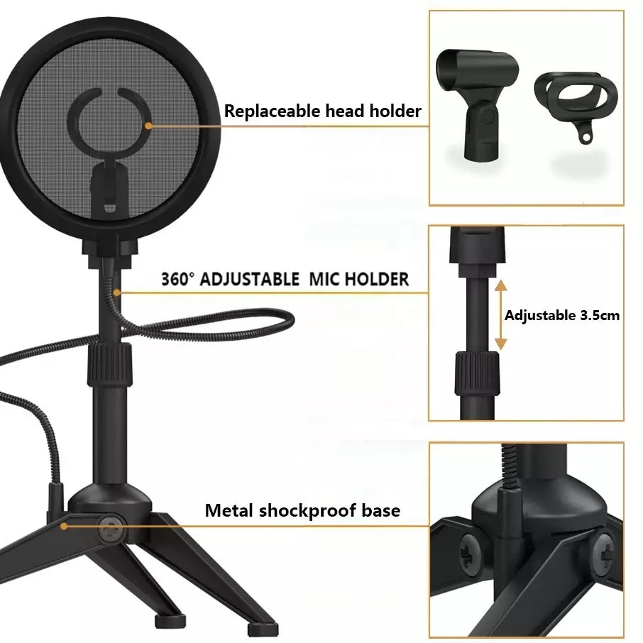 YANMAI ST-5 up & down metal Microphone's stand with pop filter