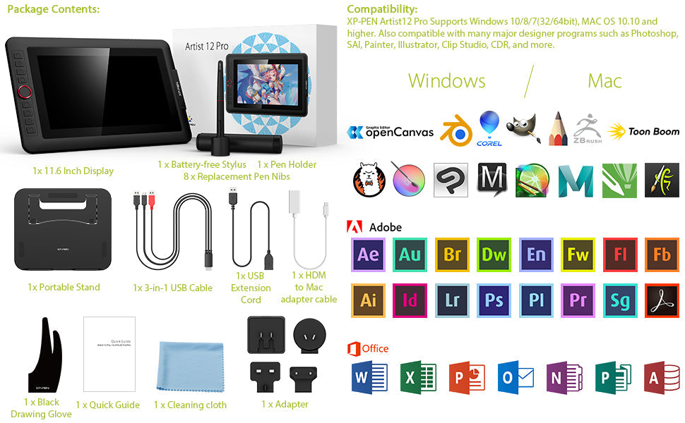 XPPen Artist 12 Pro 11.6" Drawing Tablet with Screen Pen Display