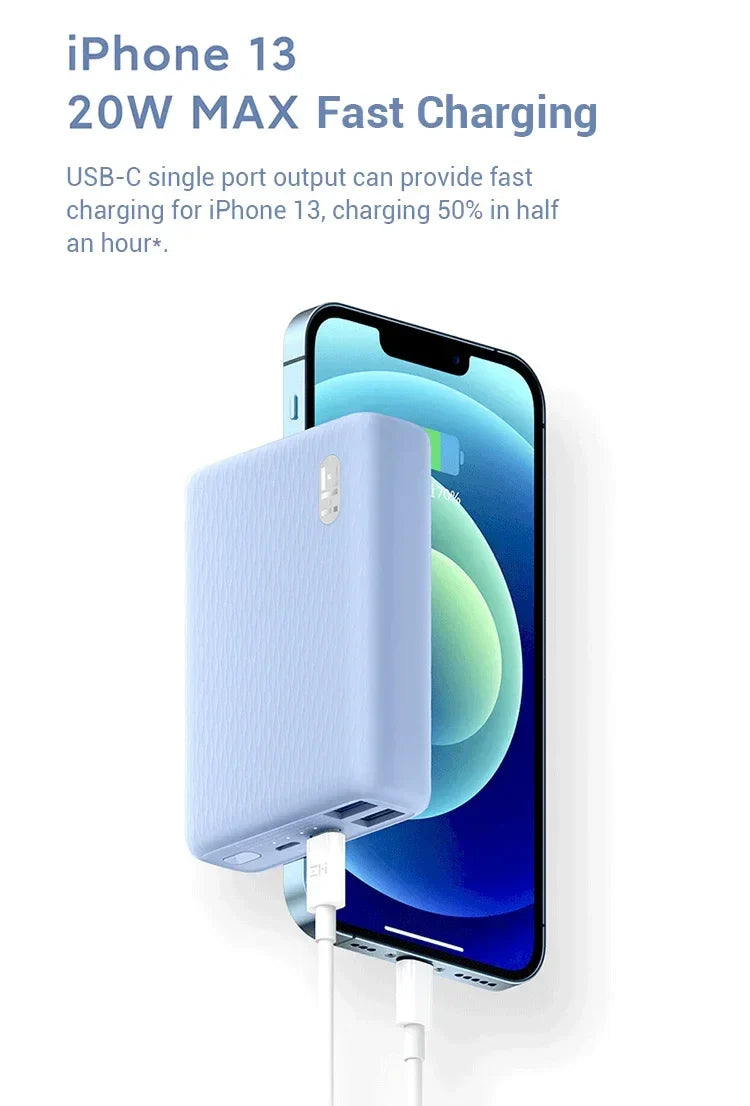 ZMI Mini 22.5W 10000mAh Power Bank PD3.0 Two-way Fast Charging For iPhone 12 and more - Blue