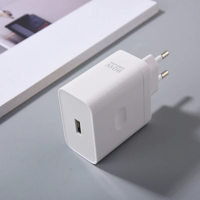 OPPO SUPERVOOC 80W Power Adapter, Ultra thin and comfortable to hold - White (ONLY CHARGER NOT CABLE INCLUDED)