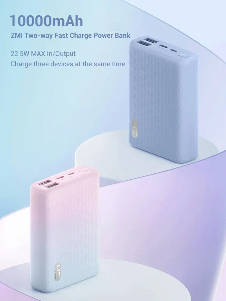 ZMI Mini 22.5W 10000mAh Power Bank PD3.0 Two-way Fast Charging For iPhone 12 and more - Blue