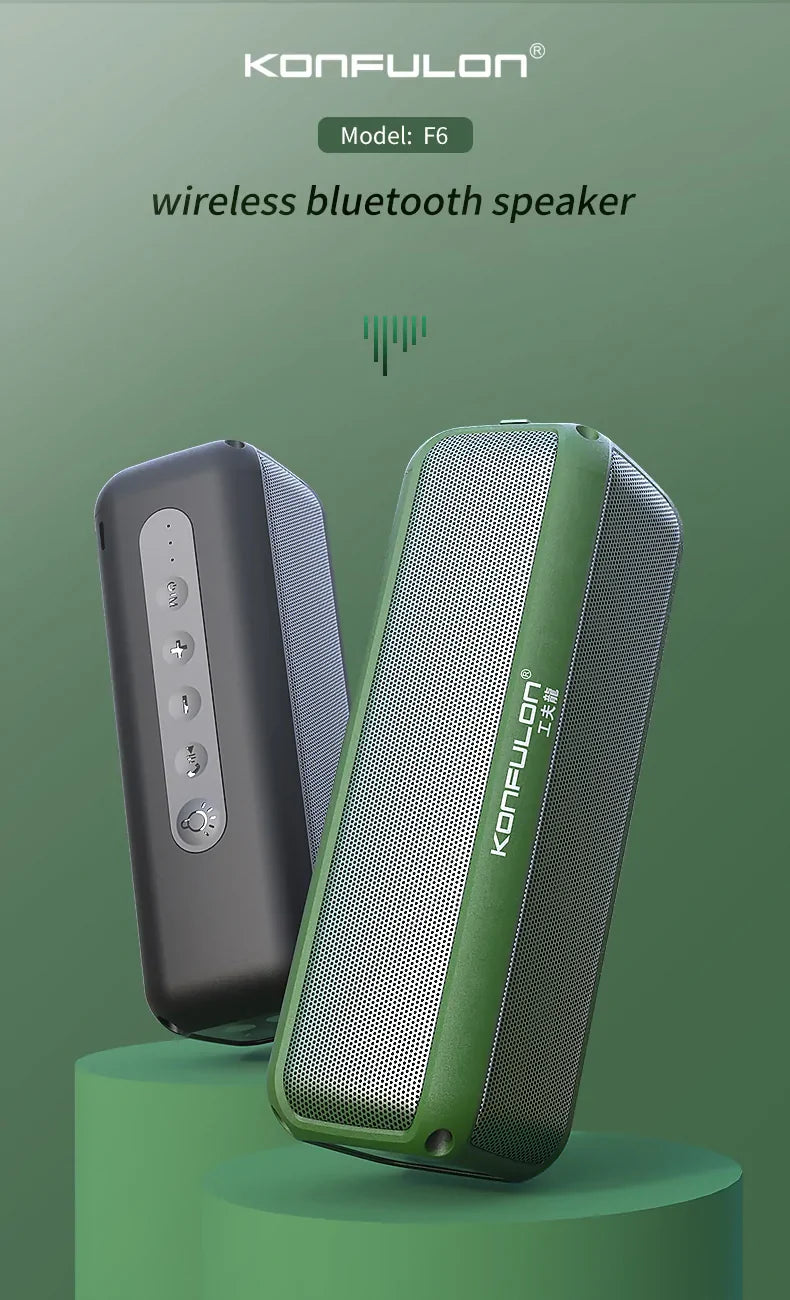 Konfulon F6 Outdoor Waterproof Bluetooth Speaker Wireless Portable Bluetooth Speaker Black&