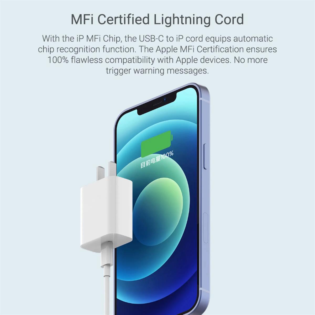 Xiaomi PD 20W Charger Plus Cable For iphone, MFI Certified