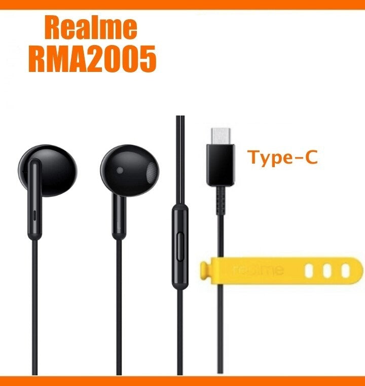 Realme Buds Classic Earphone Type C Half In-Ear Wired Music Built-in Microphone 14.2mm Large Driver Headset -White