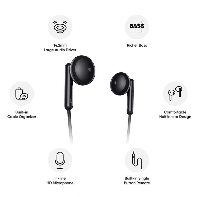 Realme Buds Classic Earphone Type C Half In-Ear Wired Music Built-in Microphone 14.2mm Large Driver Headset -White