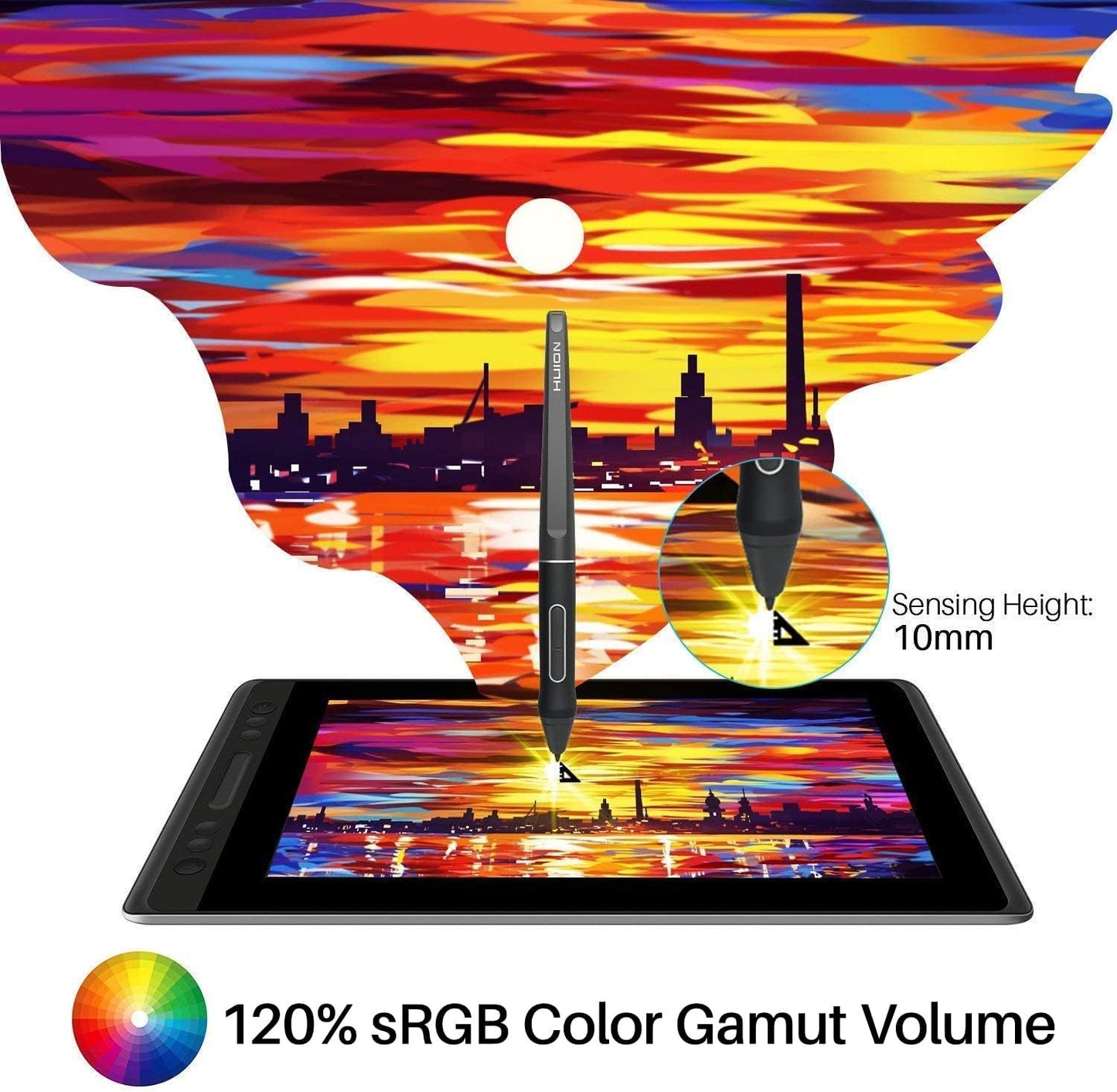 HUION KAMVAS Pro 13 Graphics Drawing Monitor with Stand, Full-Laminated Anti-Glare Screen