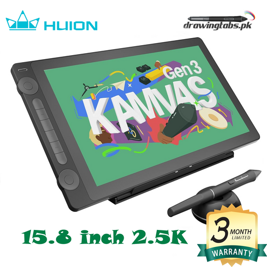 HUION KAMVAS 16 (Gen 3) Drawing Tablet with Screen, 15.8 inch 2.5K QHD Art Tablet with Full Laminated Anti-Sparkle Glass